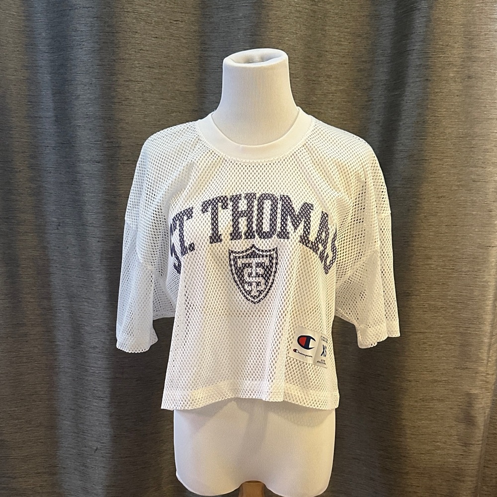 Champion White Mesh University of St. Thomas Cropped Jersey